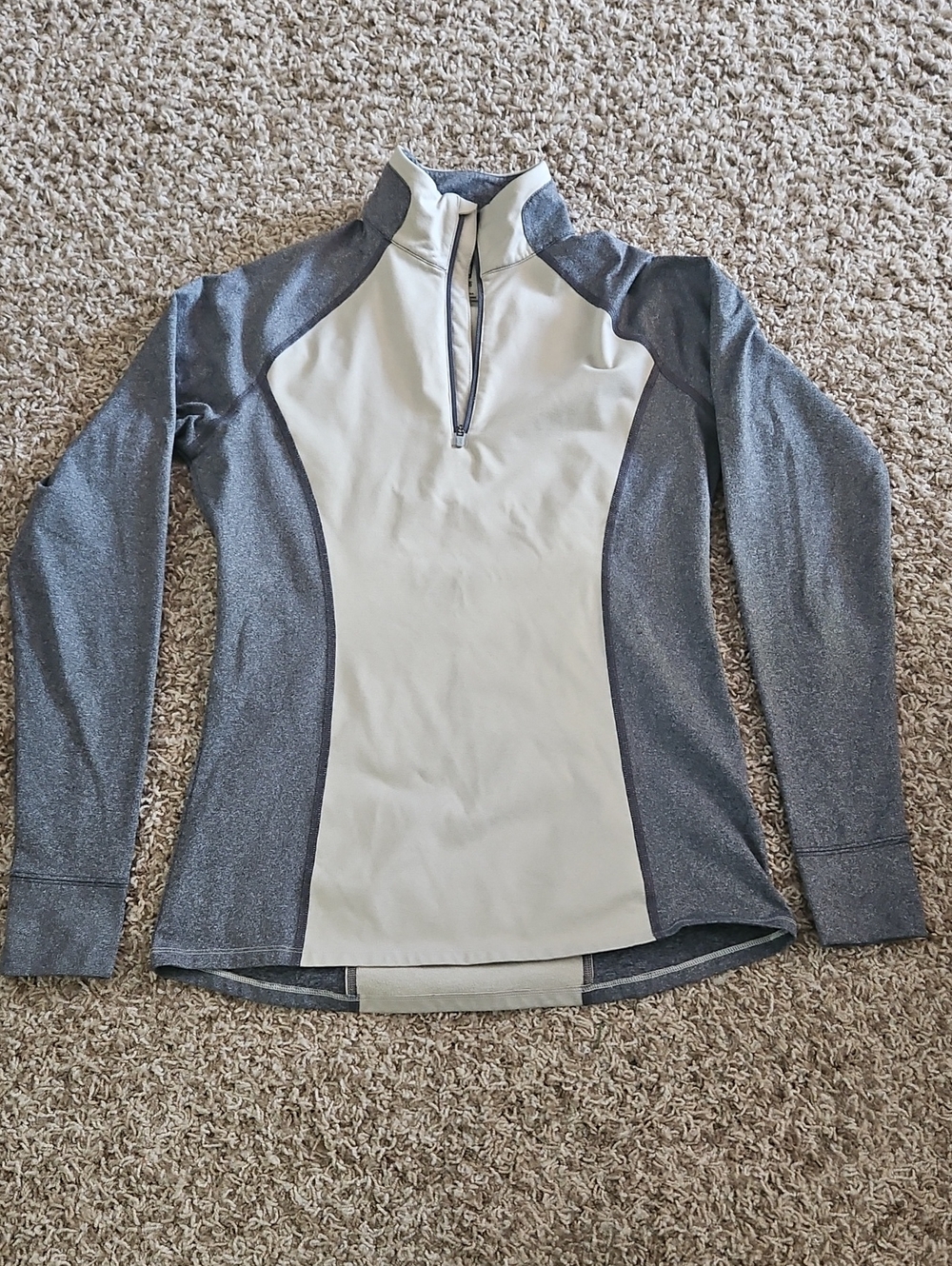 Women’s Long Sleeve Half-Zip Active Top - Cream and Gray